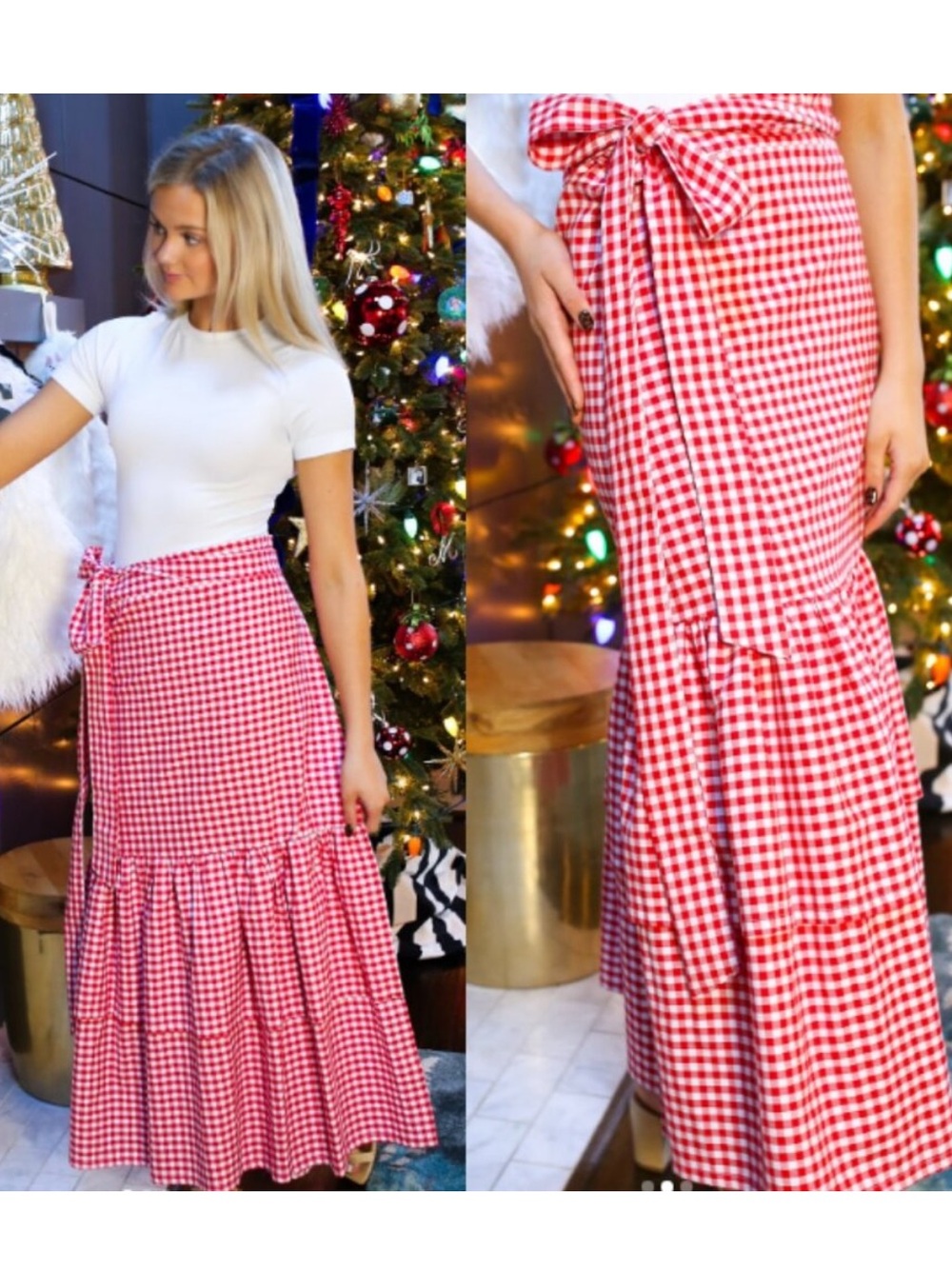 House of MBR Michelle Bradley Robinson Brady Wrap Skirt Gingham M-L Cottagecore